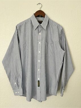 Cambridge Classics Men’s Blue Stripe Button-Down Shirt Sz 16-34/35